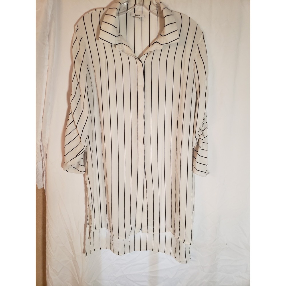 Women's Bar III White Pinstripe Shirt Dress Size L